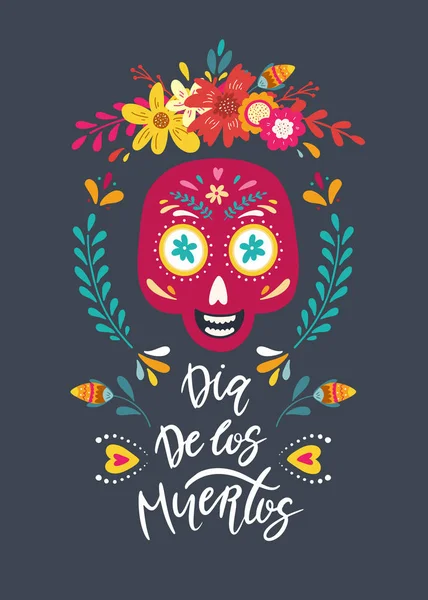 Δία ντε Λος Muertos, Μεξικάνικη ημέρα των νεκρών. Ευχετήρια κάρτα με — Διανυσματικό Αρχείο