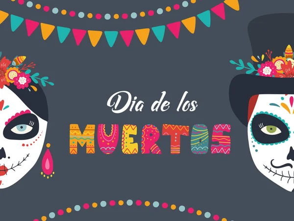 Dia de Los Muertos, ημέρα των νεκρών, μεξικάνικο πανό διακοπών — Διανυσματικό Αρχείο