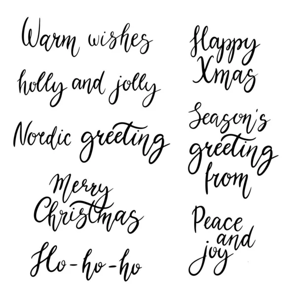 Christmas calligraphy phrases. Hand drawn design elements — Stock Vector