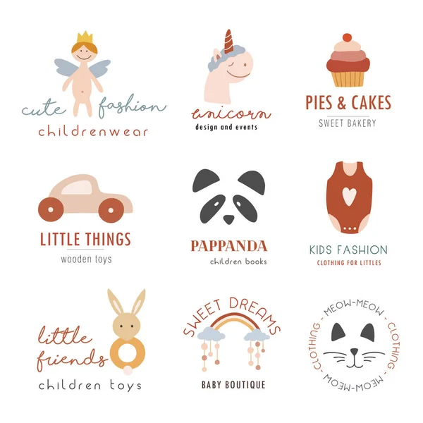 Συλλογή από μποέμικο παιδικό λογότυπο — Διανυσματικό Αρχείο
