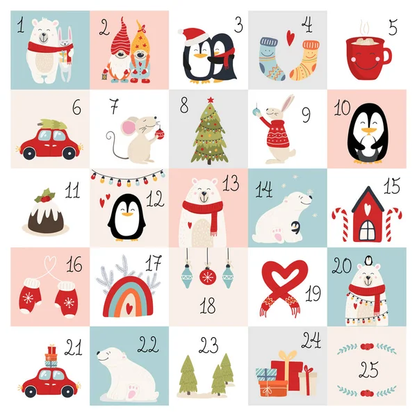 Christmas advent calendar — Stock Vector