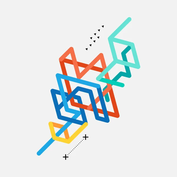 カラフルな幾何学的な等尺性ライン アートのバック グラウンドを抽象化 ベクトル イラスト — ストックベクタ