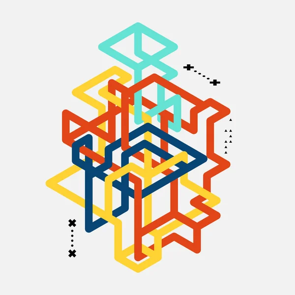 カラフルな幾何学的な等尺性ライン アートのバック グラウンドを抽象化 ベクトル イラスト — ストックベクタ