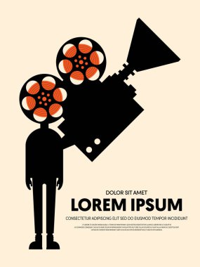 Film ve film modern retro VINTAGE poster şablon arka plan