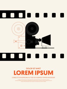 Film ve film modern retro VINTAGE poster şablon arka plan