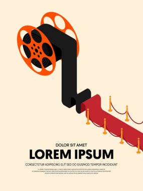Film ve film modern retro VINTAGE poster arka plan. Tasarım öğesi şablonu kullanılan zemin, broşür, kitapçık, yayın, vektör çizim için