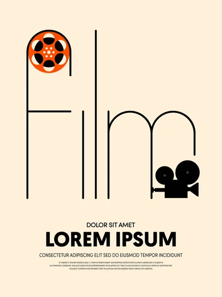 Kino Film Modern Retro Vintage Plakat Tło Szablon Elementu Projektu — Wektor stockowy