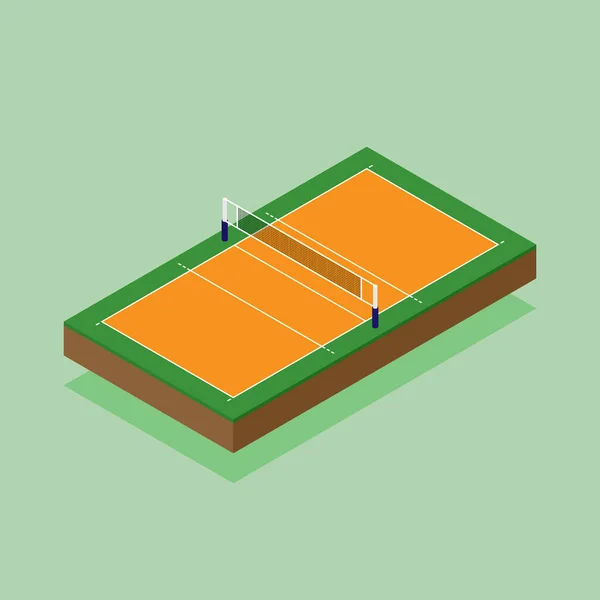 Cancha de voleibol diseño plano isométrico — Vector de stock