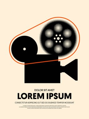 Film ve film modern retro VINTAGE poster arka plan. Tasarım öğesi şablonu kullanılan zemin, broşür, kitapçık, yayın, vektör çizim için