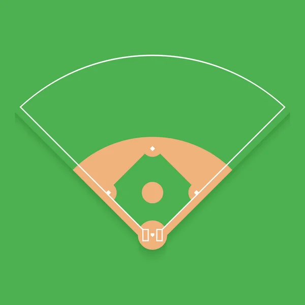 Baseball field from top view flat design — Stock Vector