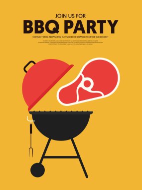Barbekü davetiyesi modern retro vintage tarzı. Tasarım öğesi şablonu olabilir kullanılan arka plan, poster, zemin, yayın, vektör çizim
