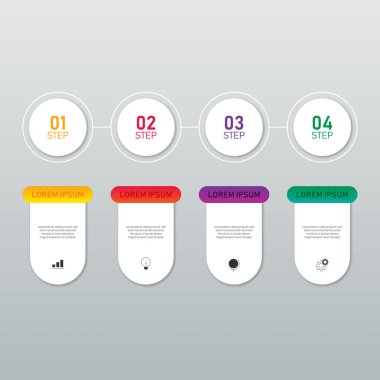 İş Infographic tasarım öğe şablonu 4 seçenekleri ile. Sunu, iş akışı, diyagram, grafik, seçenek, vektör çizim için kullanılabilir