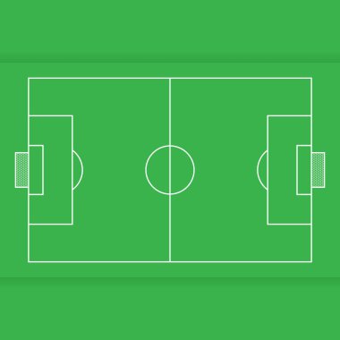 Üstten görünüm düz tasarım, vektör çizim futbol sahası