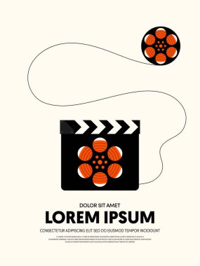 Film ve film modern retro VINTAGE poster arka plan. Tasarım öğesi şablonu kullanılan zemin, broşür, kitapçık, yayın, vektör çizim için