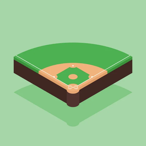 Campo Béisbol Diseño Plano Isométrico Ilustración Vectorial — Archivo Imágenes Vectoriales