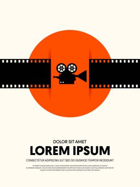 Film ve film modern retro VINTAGE poster arka plan. Tasarım öğesi şablonu kullanılan zemin, broşür, kitapçık, yayın, vektör çizim için