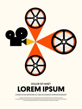 Film ve film modern retro VINTAGE poster arka plan. Tasarım öğesi şablonu kullanılan zemin, broşür, kitapçık, yayın, vektör çizim için