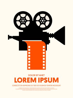 Film ve film modern retro VINTAGE poster arka plan. Tasarım öğesi şablonu kullanılan zemin, broşür, kitapçık, yayın, vektör çizim için