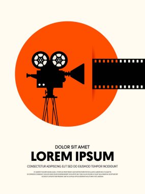 Film ve film modern retro VINTAGE poster arka plan. Tasarım öğesi şablonu kullanılan zemin, broşür, kitapçık, yayın, vektör çizim için