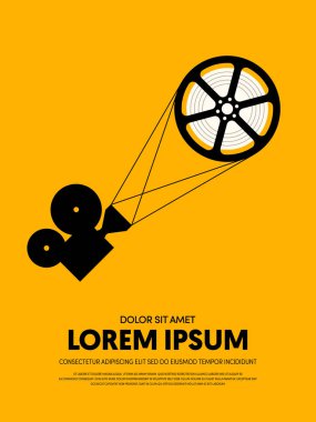 Film ve film modern retro VINTAGE poster arka plan. Tasarım öğesi şablonu kullanılan zemin, broşür, kitapçık, yayın, vektör çizim için