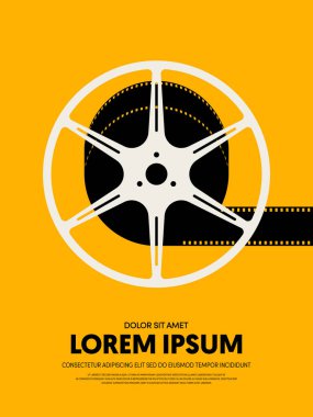 Film ve film poster şablonu tasarım modern retro vintage tarzı. Arka plan, zemin, afiş, broşür, kitapçık, yayın, vektör çizim için kullanılabilir