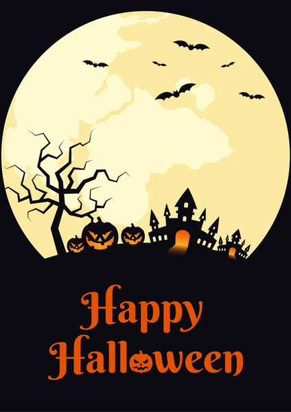 Happy Halloween Night Poster Design Template Vector Illustration — Stock Vector