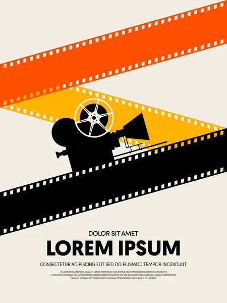 Film ve film festivali afiş şablon tasarım modern retro vintage tarzı. Arka plan, zemin, afiş, broşür, kitapçık, yayın, vektör çizim için kullanılabilir