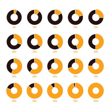 Modern yüzde pasta grafiği numara izole üzerinde beyaz arka plan ile kümesi. Tasarım öğesi kullanılan pazarlama raporu, tanıtım, Infographic, vektör çizim için