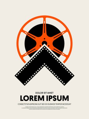 Film ve film festivali afiş şablon tasarım modern retro vintage tarzı. Arka plan, zemin, afiş, broşür, broşür, el ilanı, reklam, yayın, vektör çizim için kullanılabilir