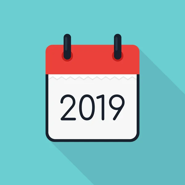 2019 Calendar Icon Minimal Modern Flat Design Style Long Shadow — Stock Vector