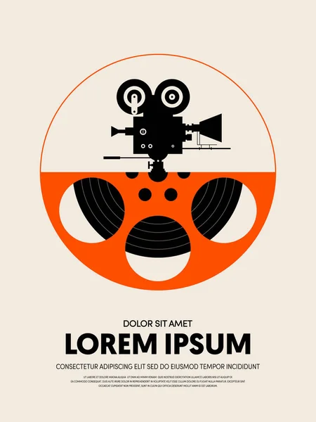 Film ve film festivali afiş şablon tasarım modern retro vintage tarzı. Arka plan, zemin, afiş, broşür, broşür, el ilanı, reklam, yayın, vektör çizim için kullanılabilir