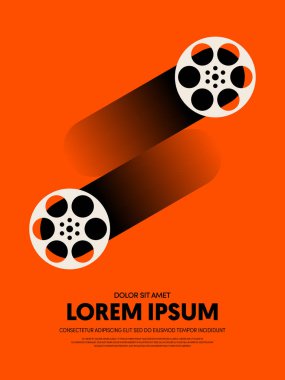 Film ve film poster şablonu tasarım modern retro vintage tarzı. Arka plan, zemin, afiş, broşür, broşür, el ilanı, reklam, yayın, vektör çizim için kullanılabilir