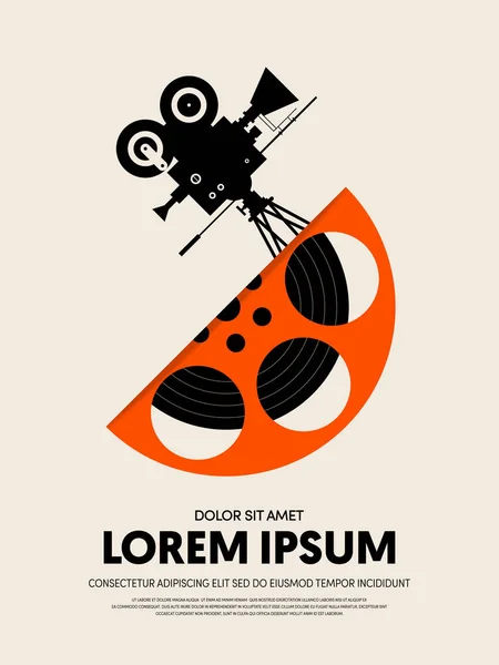 Film ve film poster şablonu tasarım modern retro vintage tarzı. Arka plan, zemin, afiş, broşür, broşür, el ilanı, reklam, yayın, vektör çizim için kullanılabilir