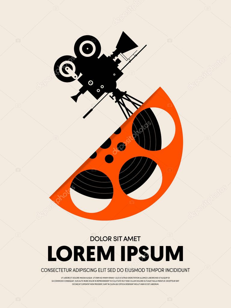 Movie and film poster template design modern retro vintage style. Can be used for background, backdrop, banner, brochure, leaflet, flyer, advertising,  publication, vector illustration