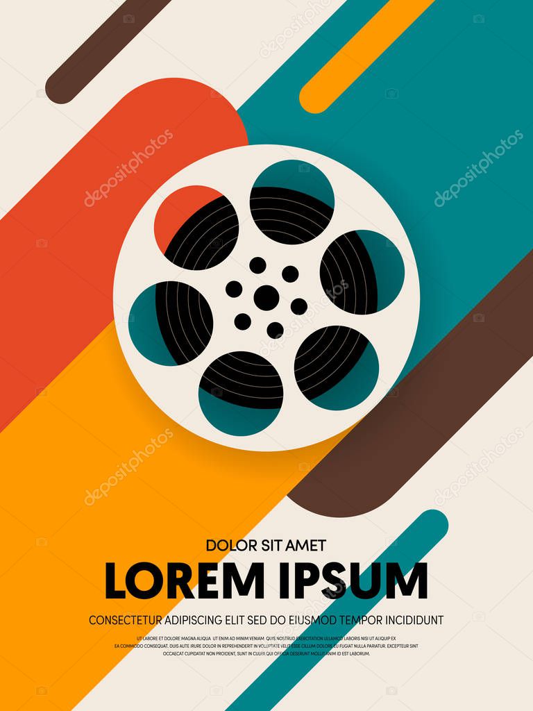 Movie and film poster template design modern retro vintage style. Can be used for background, backdrop, banner, brochure, leaflet, flyer, advertisement, publication, vector illustration
