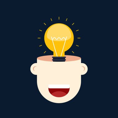 Yaratıcı düşünme fikir kavramı düz tasarım, vektör çizim