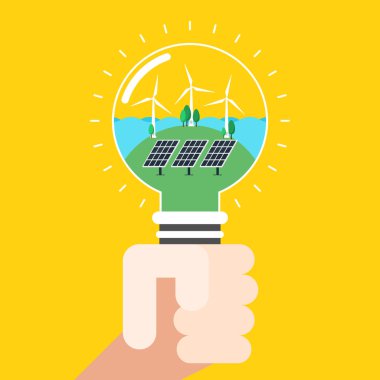 Düz yenilenebilir enerji ve alternatif kaynak ortam konsept tasarım