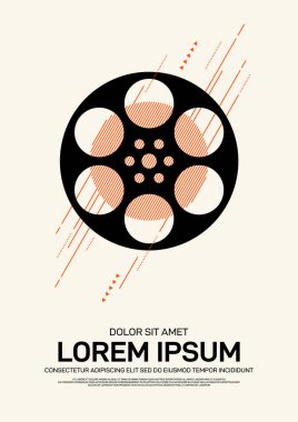 Film ve film poster şablonu tasarım modern retro vintage tarzı. Arka plan, zemin, afiş, broşür, broşür, el ilanı, reklam, yayın, vektör çizim için kullanılabilir