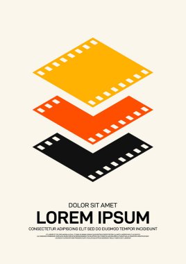 Film ve film poster tasarım şablon arka plan modern vintage retro tarzı. Zemin, afiş, broşür, broşür, el ilanı, reklam, yayın, vektör çizim için kullanılabilir