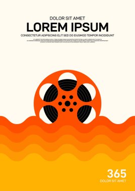 Film ve film poster tasarım şablon arka plan modern vintage retro tarzı. Zemin, afiş, broşür, broşür, el ilanı, reklam, yayın, vektör çizim için kullanılabilir
