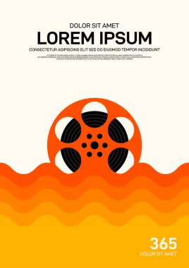 Movie and film poster design template background modern vintage retro style. Can be used for backdrop, banner, brochure, leaflet, flyer, advertisement, publication, vector illustration clipart