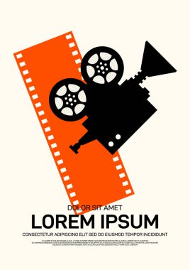 Film ve film poster tasarım şablon arka plan modern vintage retro tarzı. Zemin, afiş, broşür, broşür, el ilanı, reklam, yayın, vektör çizim için kullanılabilir