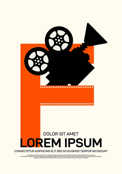 Ταινία και την ταινία αφίσα σχεδιασμό πρότυπο σύγχρονης vintage ρετρό στυλ φόντου — Διανυσματικό Αρχείο