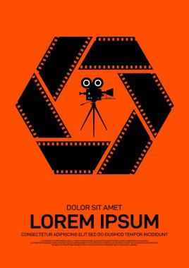 Film ve film poster tasarım şablon arka plan modern vintage retro tarzı. Zemin, afiş, broşür, broşür, el ilanı, reklam, yayın, vektör çizim için kullanılabilir