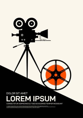 Film ve film poster tasarım şablon arka plan modern vintage retro tarzı