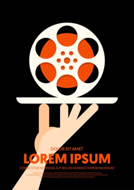 Film ve film poster tasarım şablon arka plan modern vintage retro tarzı. Zemin, afiş, broşür, broşür, el ilanı, reklam, yayın, vektör çizim için kullanılabilir