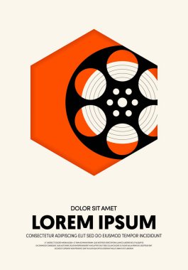 Film ve film poster tasarım şablon arka plan modern vintage retro tarzı. Zemin, afiş, broşür, broşür, el ilanı, reklam, yayın, vektör çizim için kullanılabilir