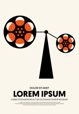 Film ve film poster tasarım şablon arka plan modern vintage retro tarzı. Zemin, afiş, broşür, broşür, el ilanı, reklam, yayın, vektör çizim için kullanılabilir