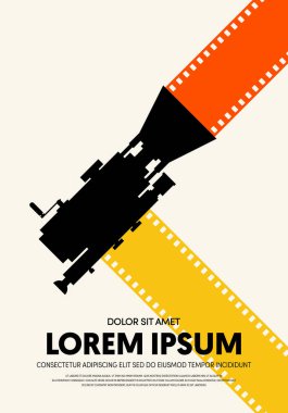 Film ve film poster tasarım şablon arka plan modern vintage retro tarzı. Zemin, afiş, broşür, broşür, el ilanı, reklam, yayın, vektör çizim için kullanılabilir