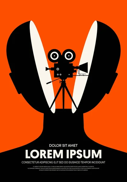Film ve film poster tasarım şablon arka plan modern vintage retro tarzı. Zemin, afiş, broşür, broşür, el ilanı, reklam, yayın, vektör çizim için kullanılabilir